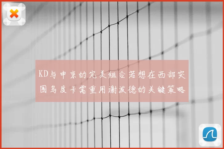 KD与申京的完美组合若想在西部突围乌度卡需重用谢泼德的关键策略